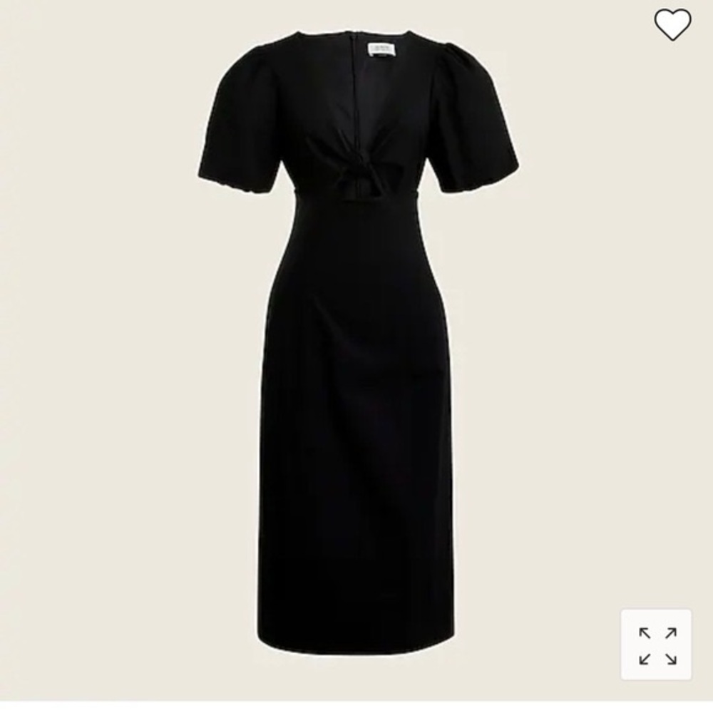 J Crew Black Cutout Puff-Sleeve Dress
